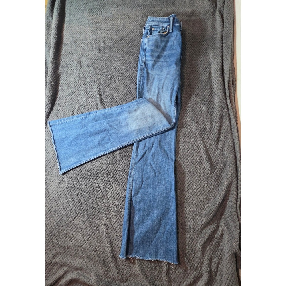 Rag & Bone Casey High-Rise Flare Jeans Blue Raw Hem Size 24 WDD22H1290BFLCR